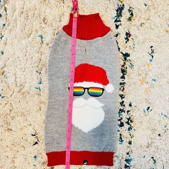 HOTEL DOGGY Pride Santa Dog Sweater, Red/Gray, Gay Pride, Medium, NWT - Picture 11 of 12